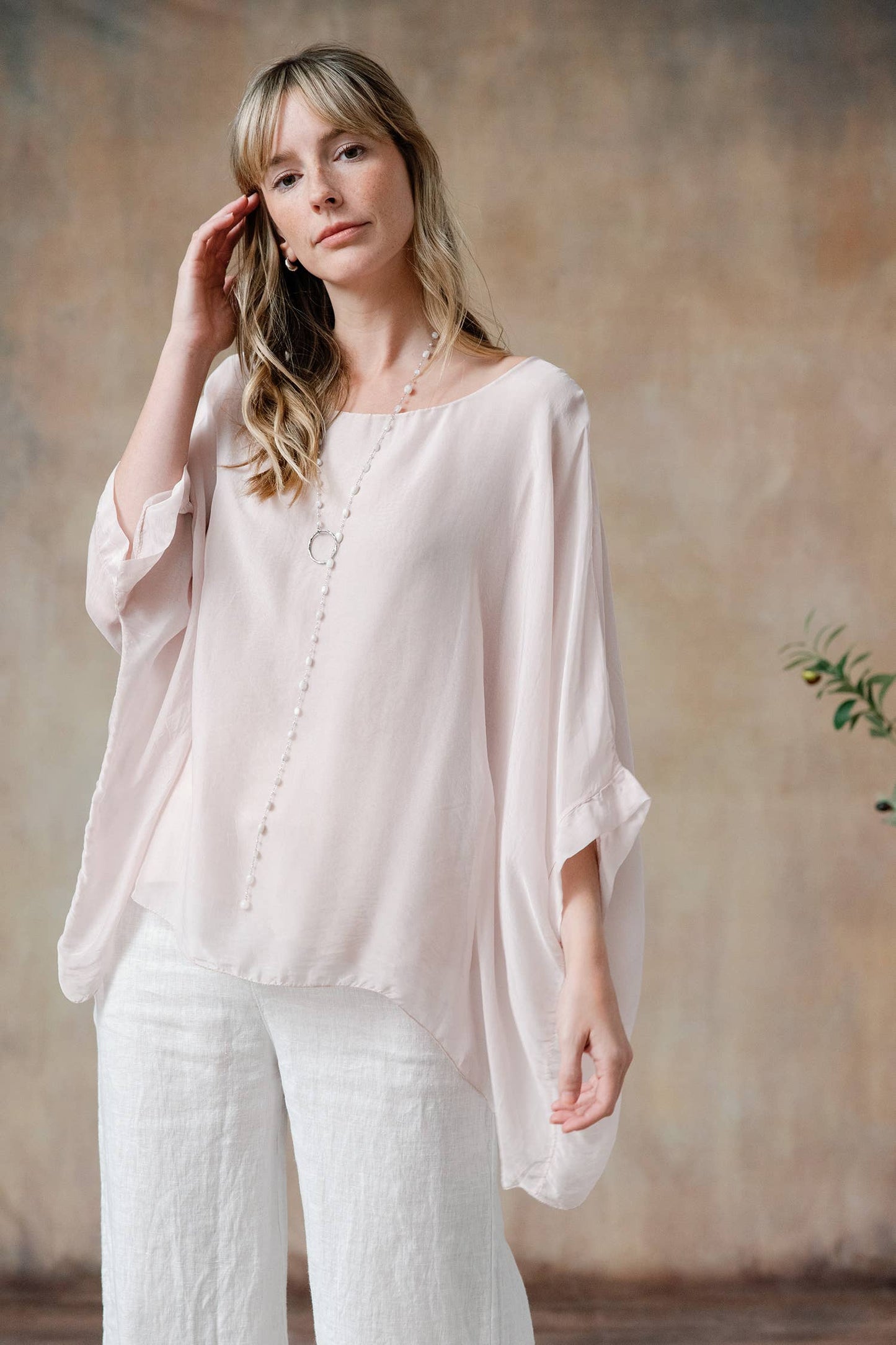 Martina Silk Top-Pale Pink