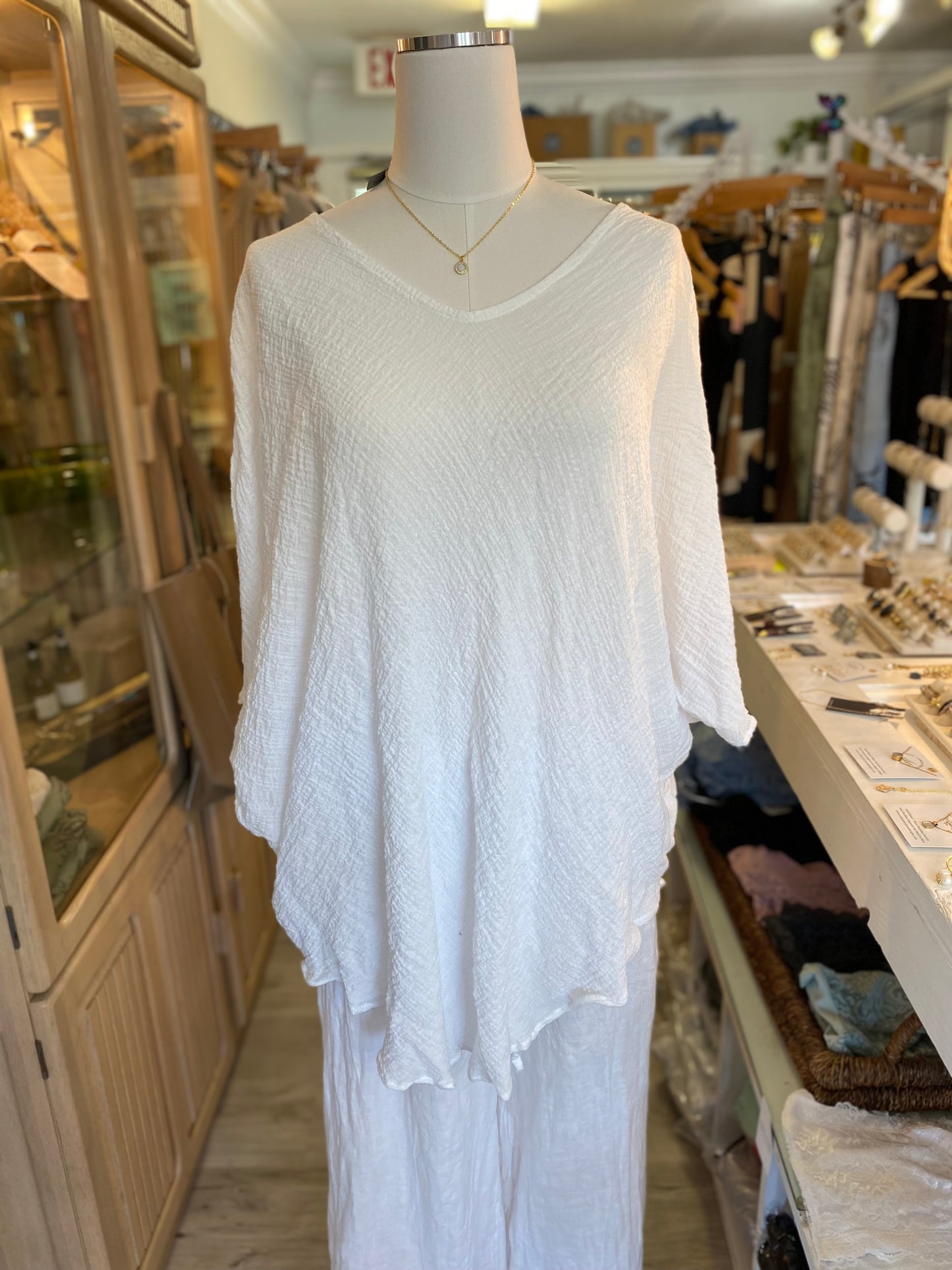 FINAL Gauze Top Poncho-White