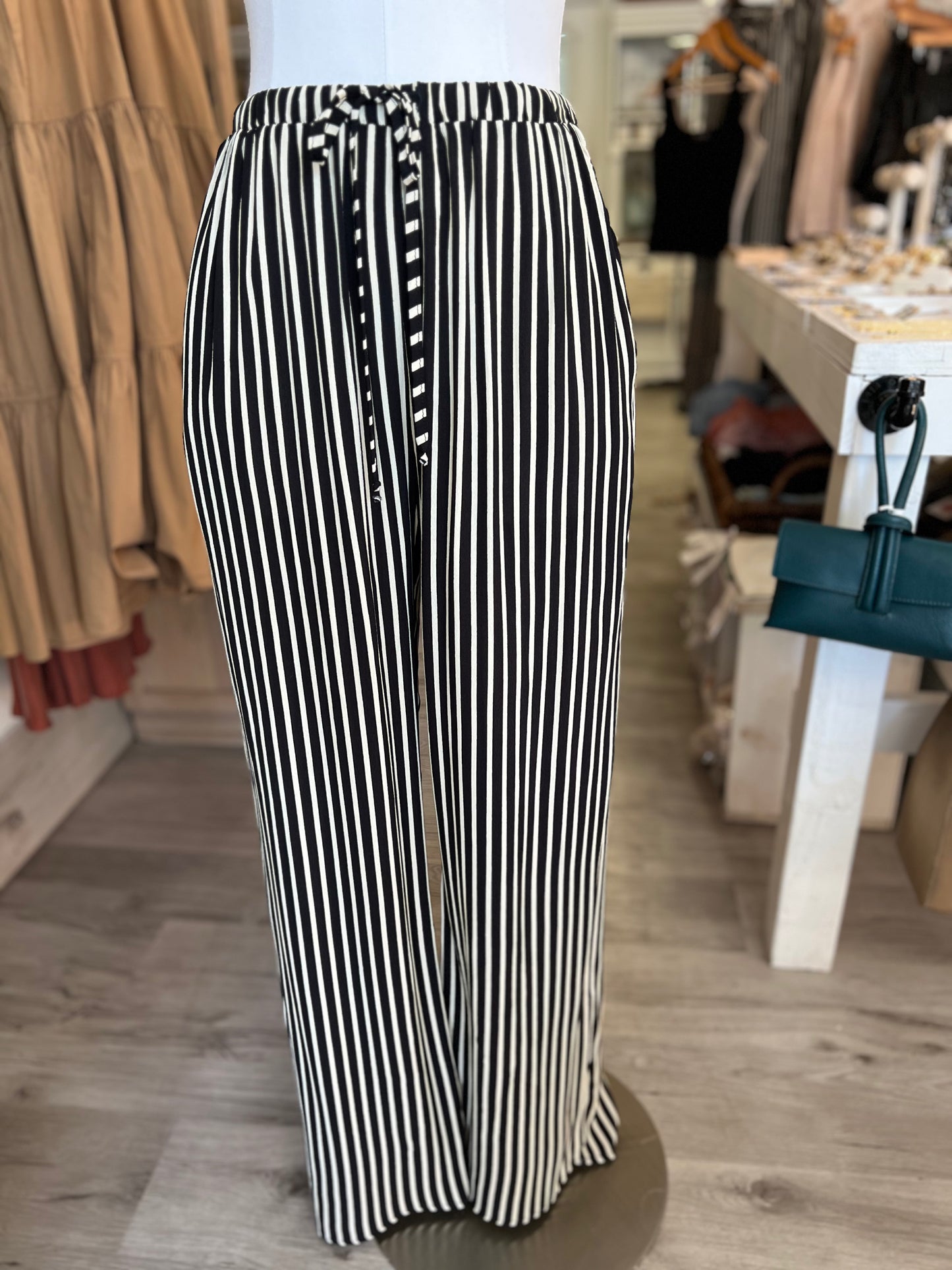 Black & Natural Striped Pant