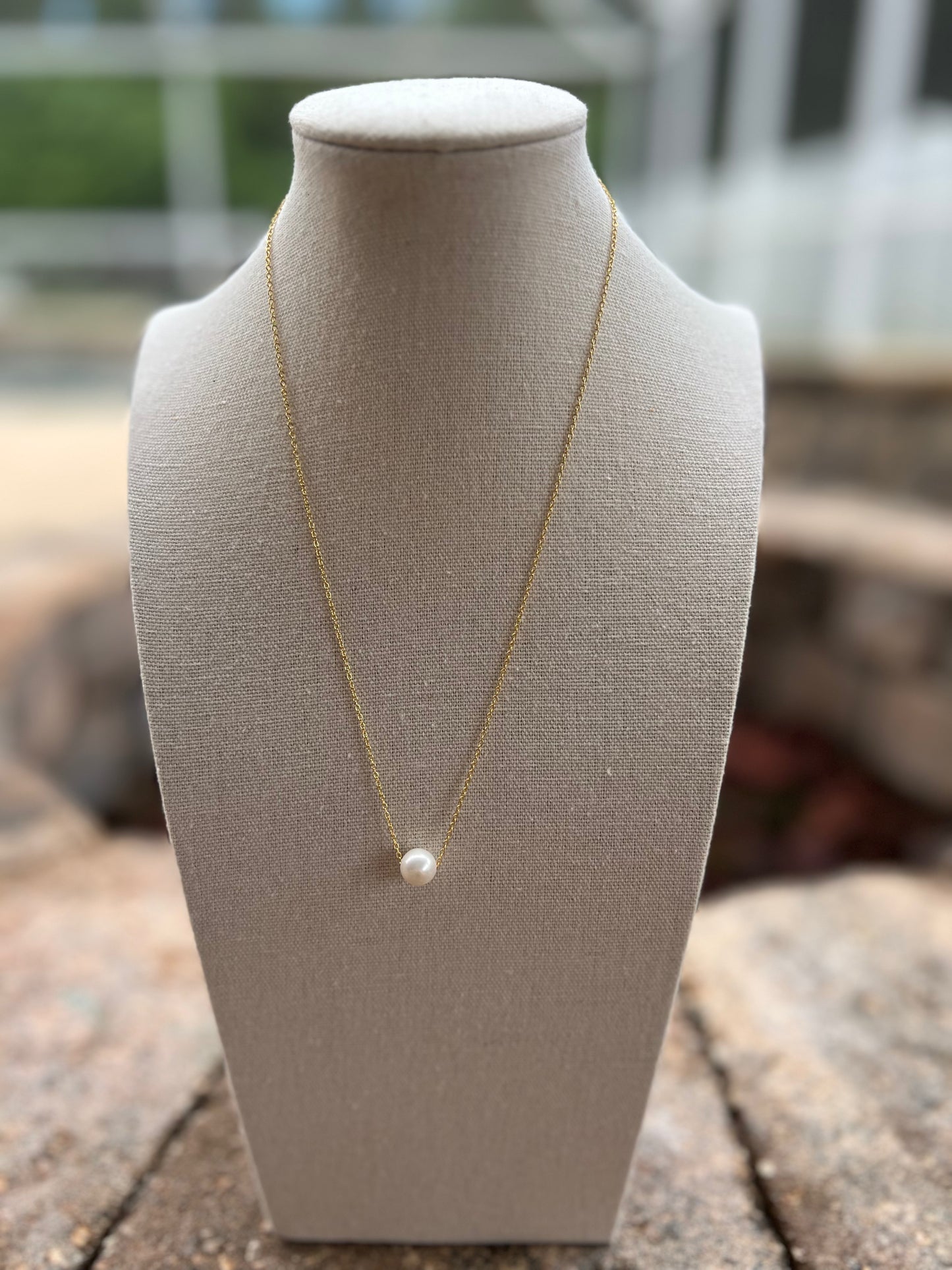 Single Pearl Necklace-Gold