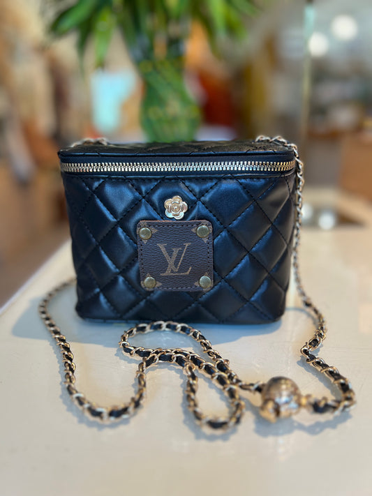 LV Upcycled Quilted Square Crossbody- Black