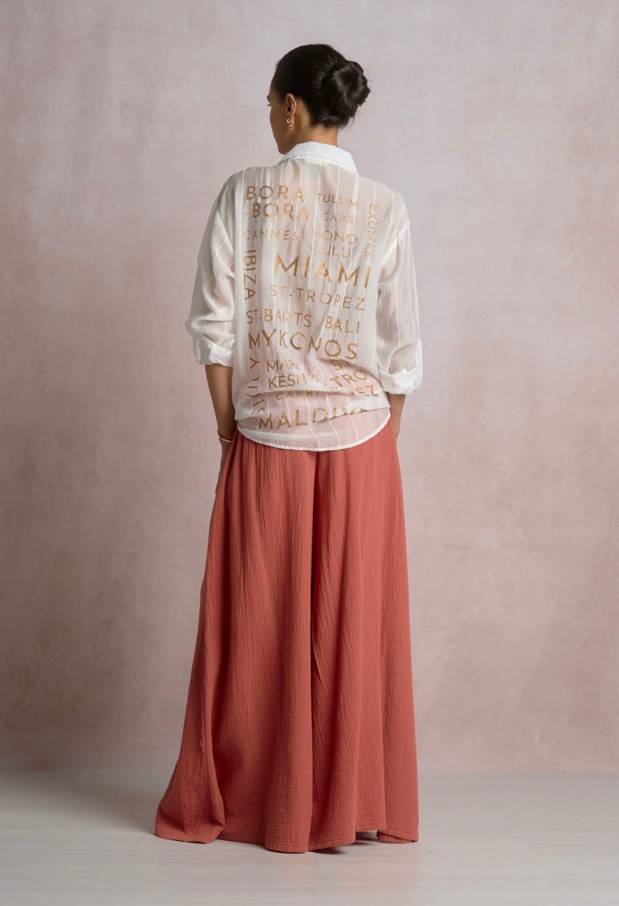 Button Down Destination Top-White