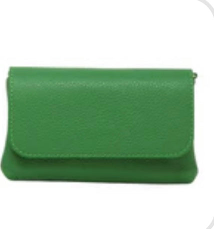 Italian Leather Crossbody & Clutch-Kelly Green