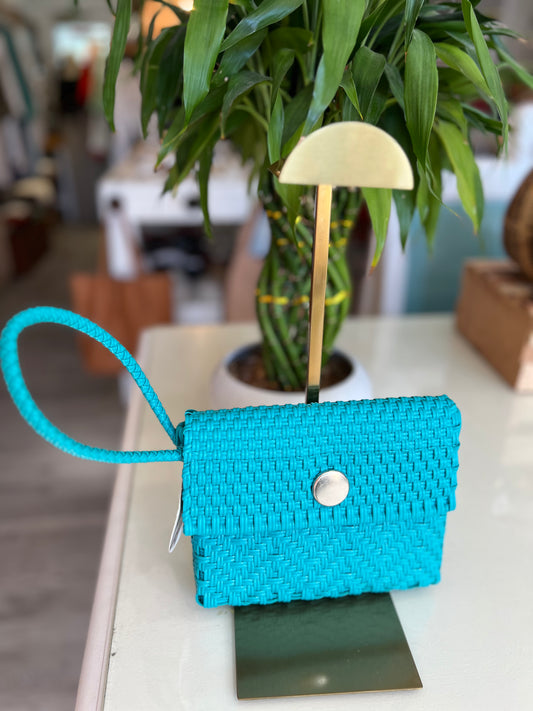 Handwoven Recycled Plastic Wristlet-Turquoise