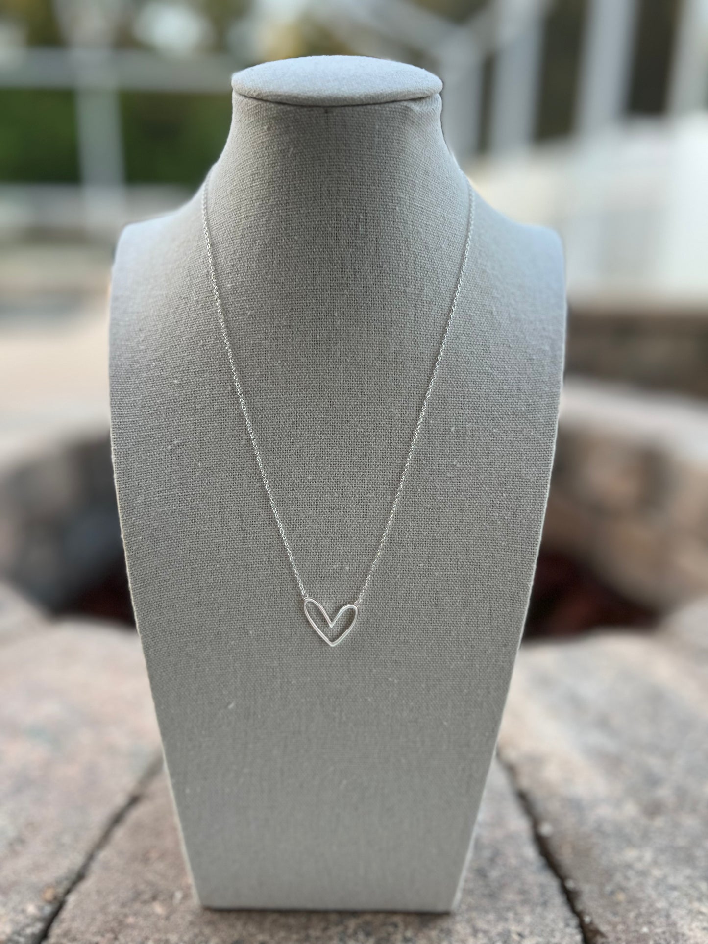 Abigail Open Heart Necklace-Silver