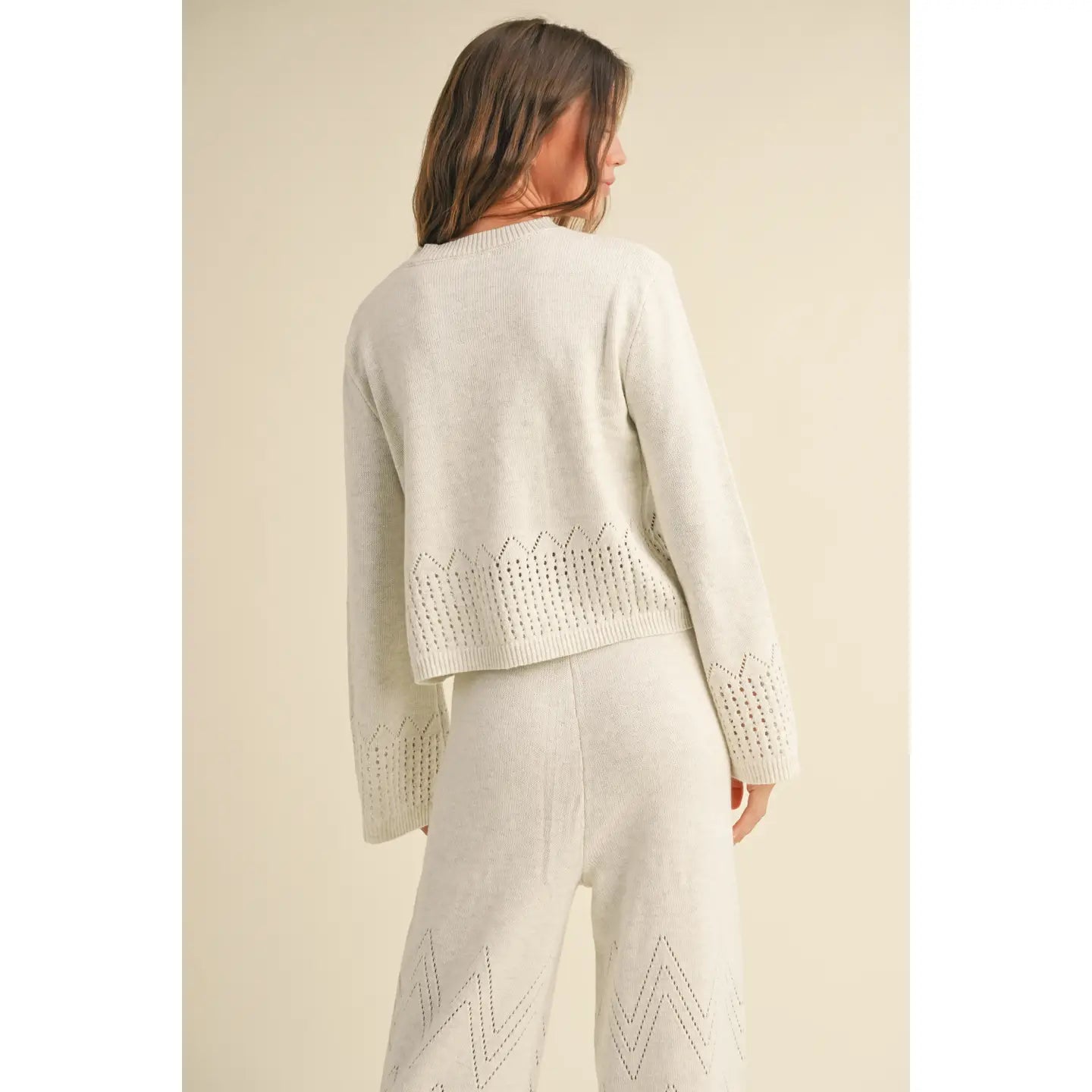 Border Crochet Knitted Top-Oatmeal