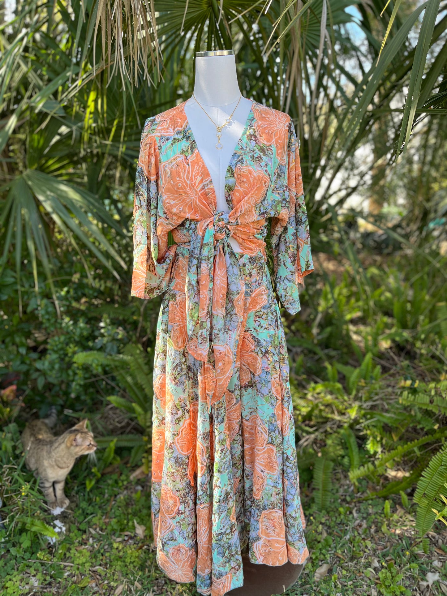 Willow Silk Kimono Top-Orange Petal