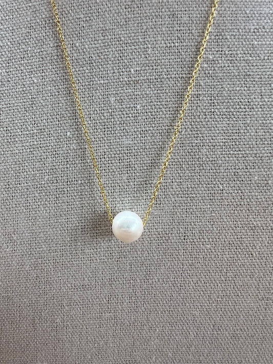 Single Pearl Necklace-Gold