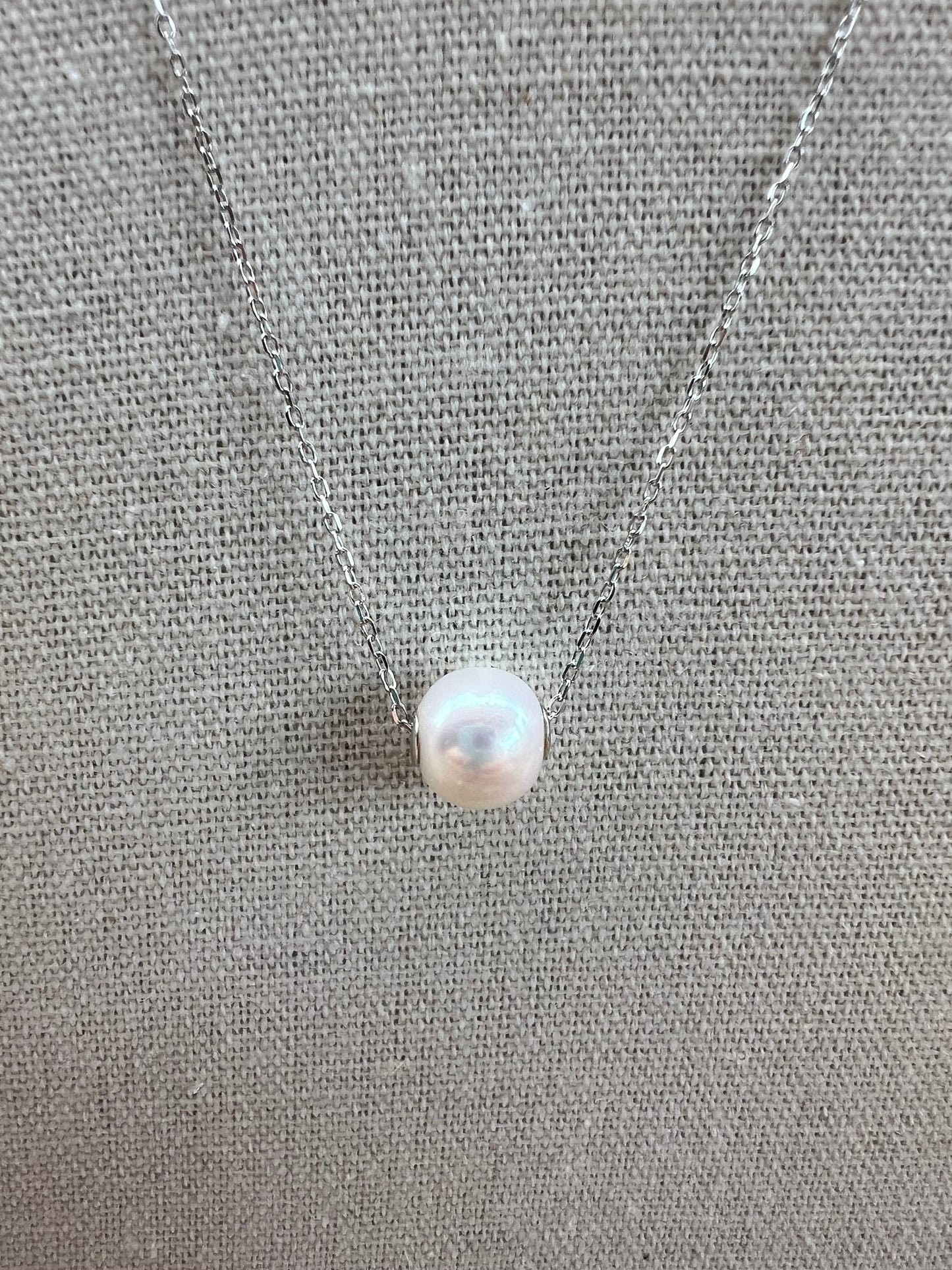 Single Pearl Necklace-Silver