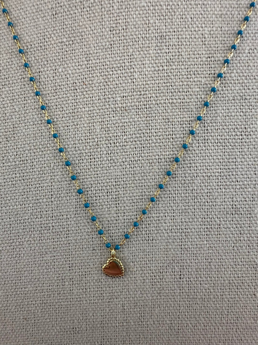 Mini Heart Necklace-Turquoise