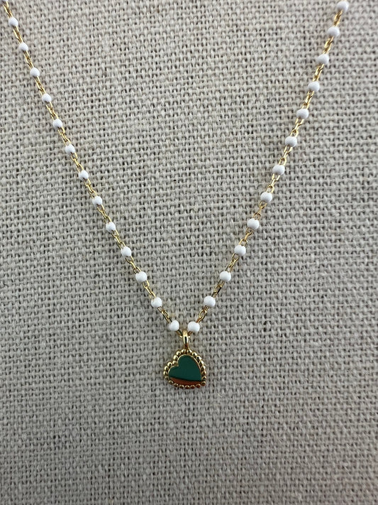 Mini Heart Necklace-White