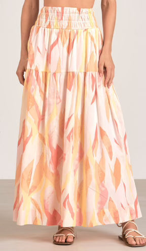 Midi Skirt Smock Waist/Coral