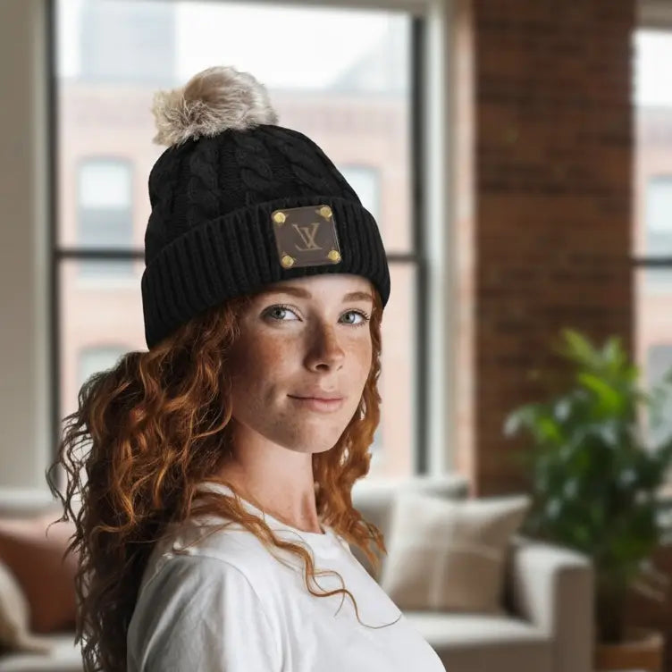 LV Upcycled Beanie-Black