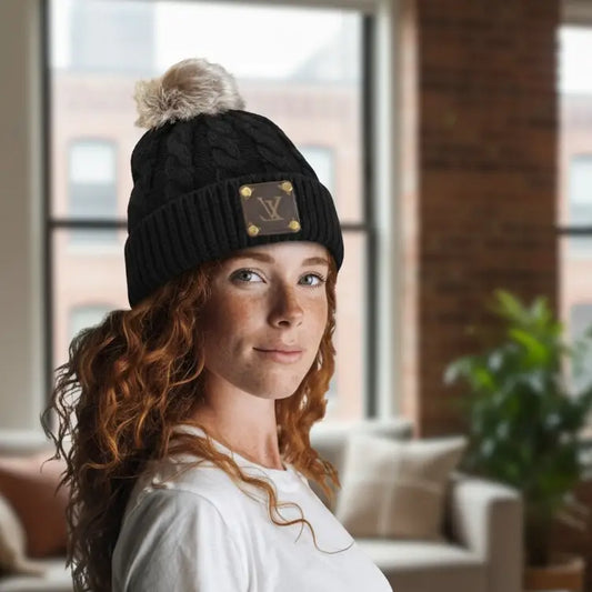 LV Upcycled Beanie-Black