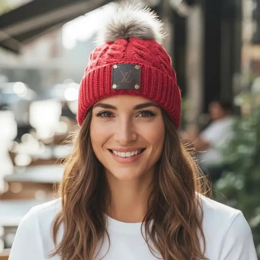 LV Upcycled Beanie-Red