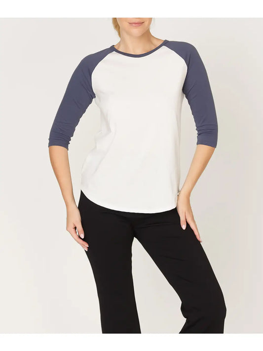 Cotton Jersey Raglan Top-Navy