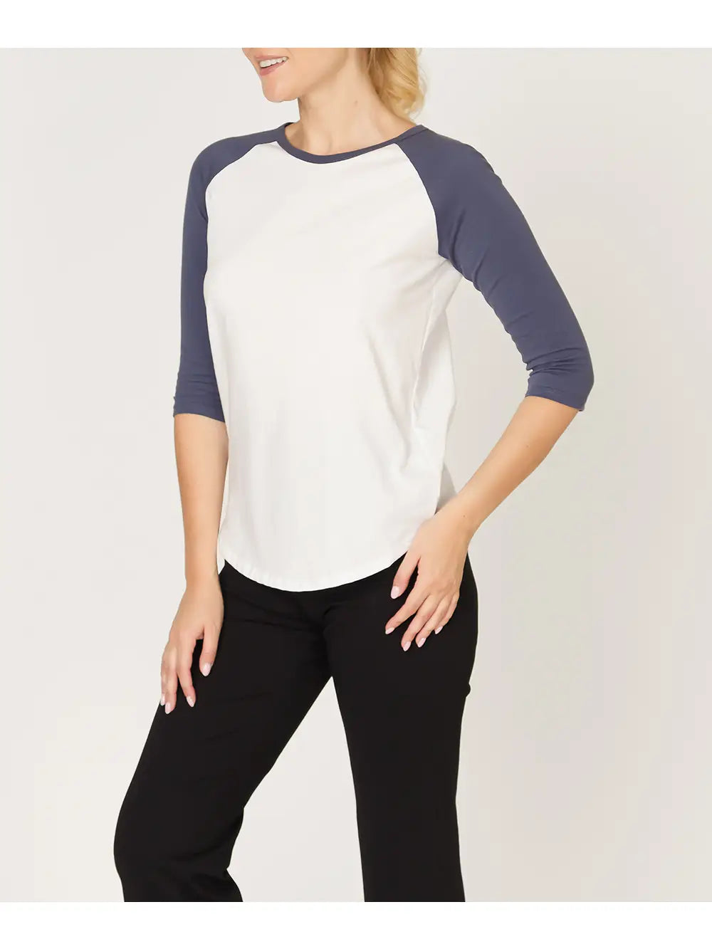 Cotton Jersey Raglan Top-Navy