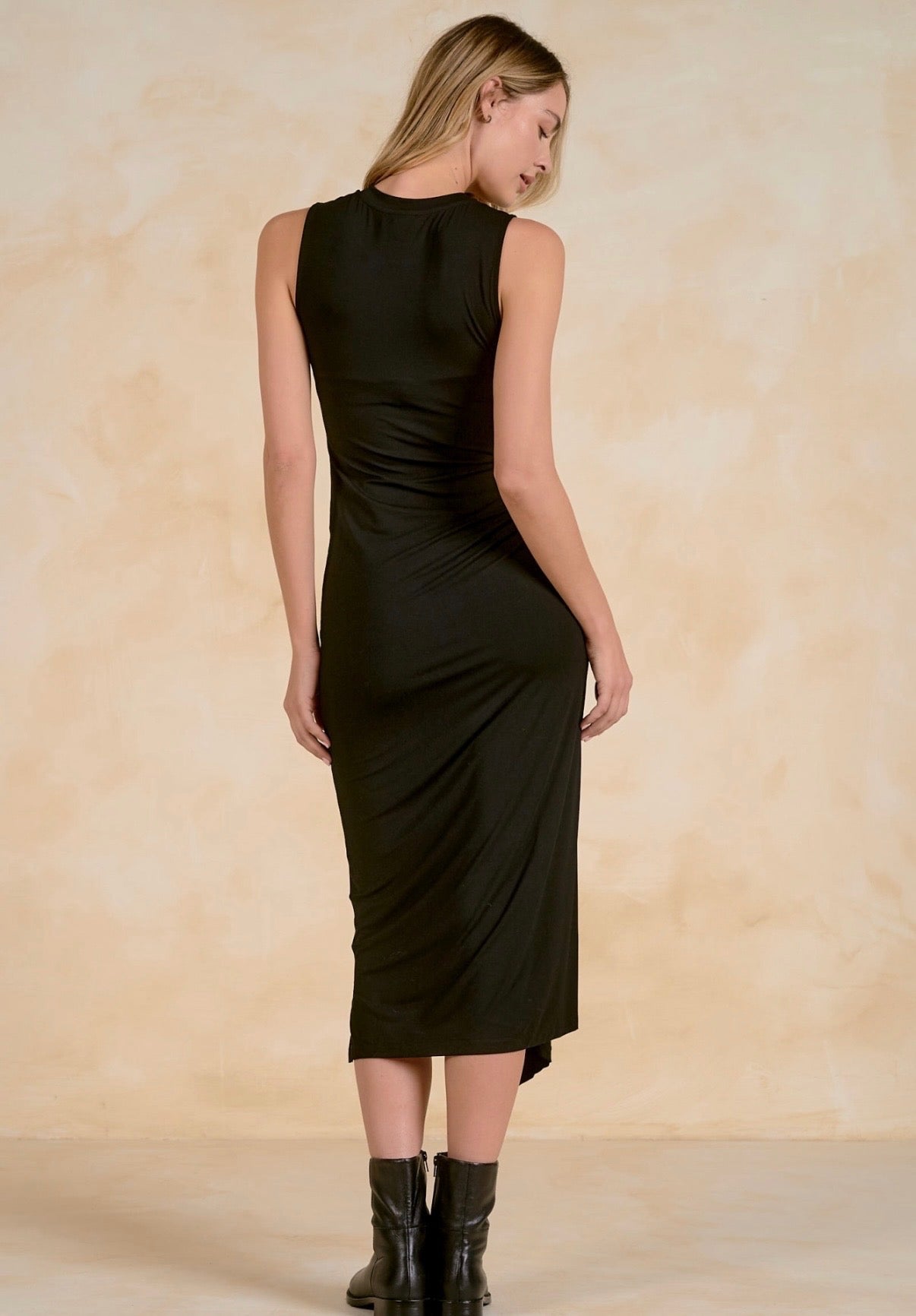 Maxi Drape Dress-Black