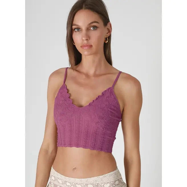 Lace Textured Bralette-Mulberry