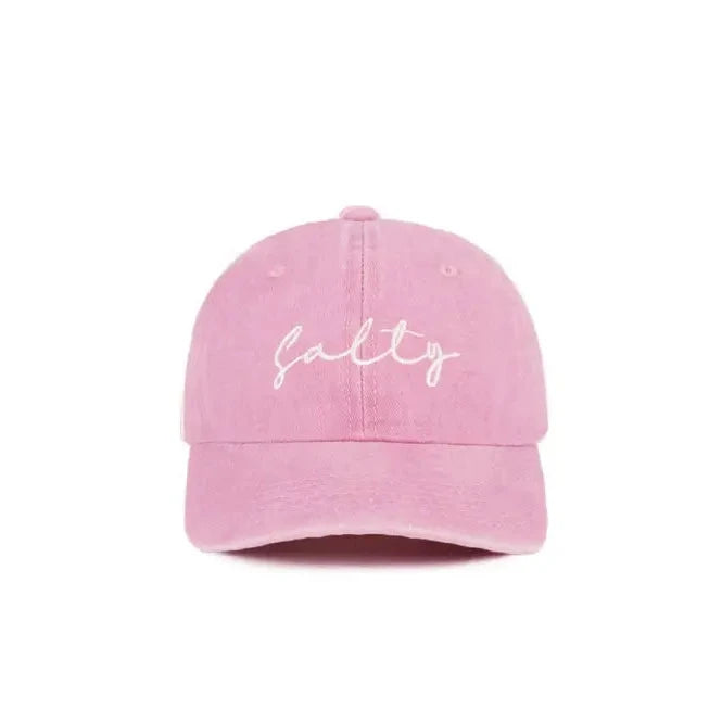 Salty Lettering Embroidery Adjustable Strap Baseball Cap-Pink