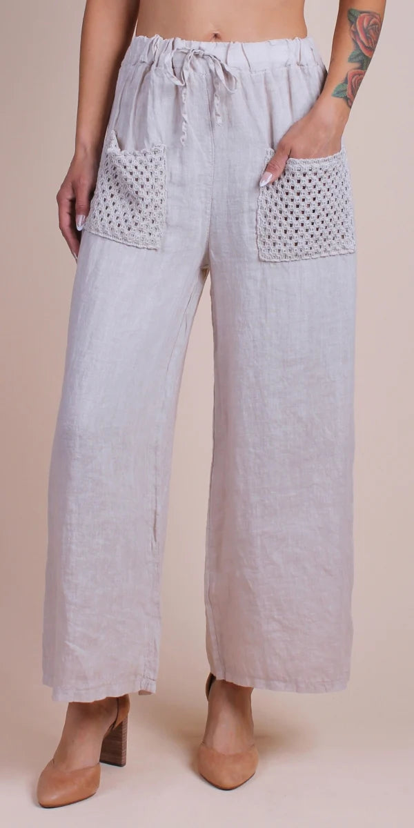Primavera Linen Pant-Beige