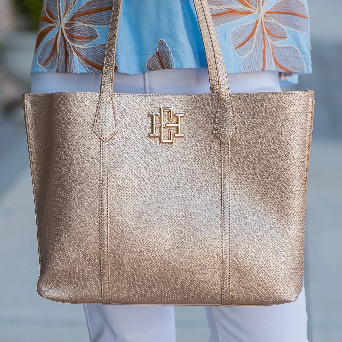 Heath Tote Bag-Woven Gold