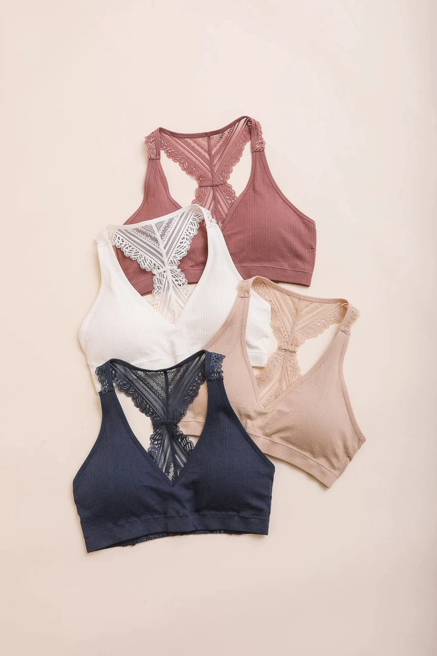 Seamless Front/Lace Racerback-Blue