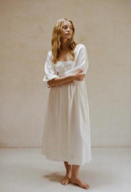 3/4 Sleeve Dress-Off White