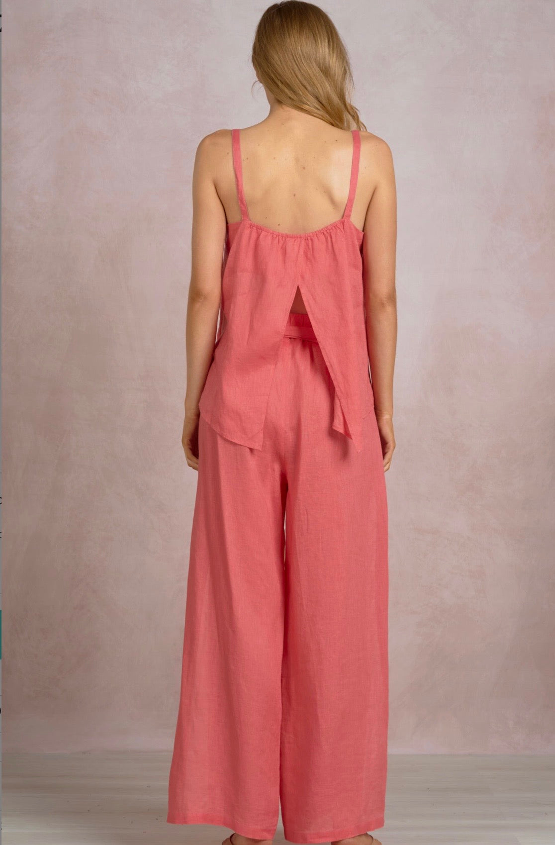 Spaghetti Strap Split Back Top-Coral