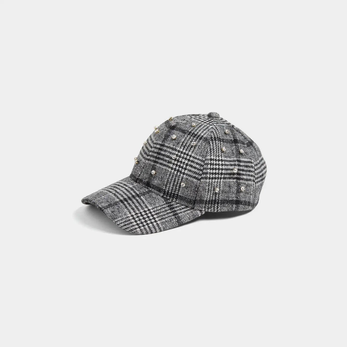 Glitzy Plaid Baseball Hat-Black