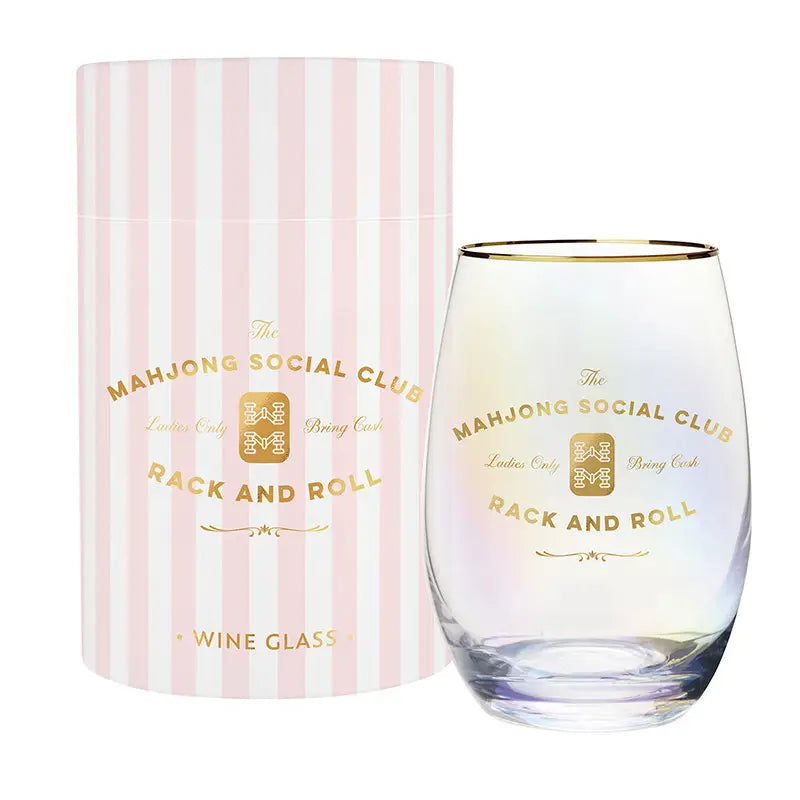 Gold Foil Stemless Wine Glass-Mahjong