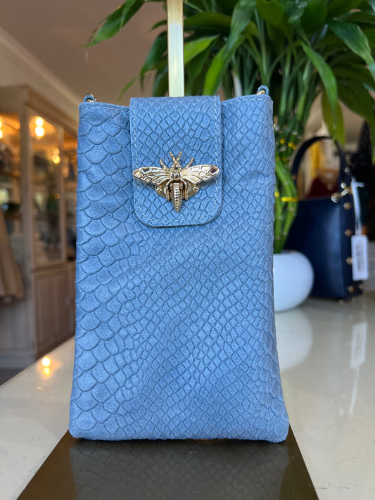 Croc Cellphone Crossbody Bee-Light Blue