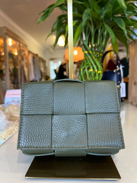 Woven Italian Leather Shoulder/Crossbody-Olive