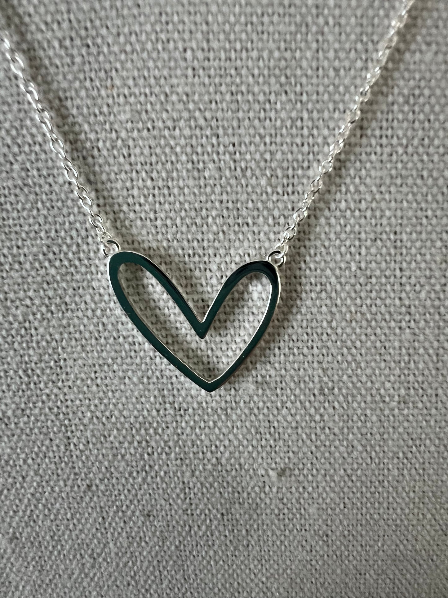 Abigail Open Heart Necklace-Silver