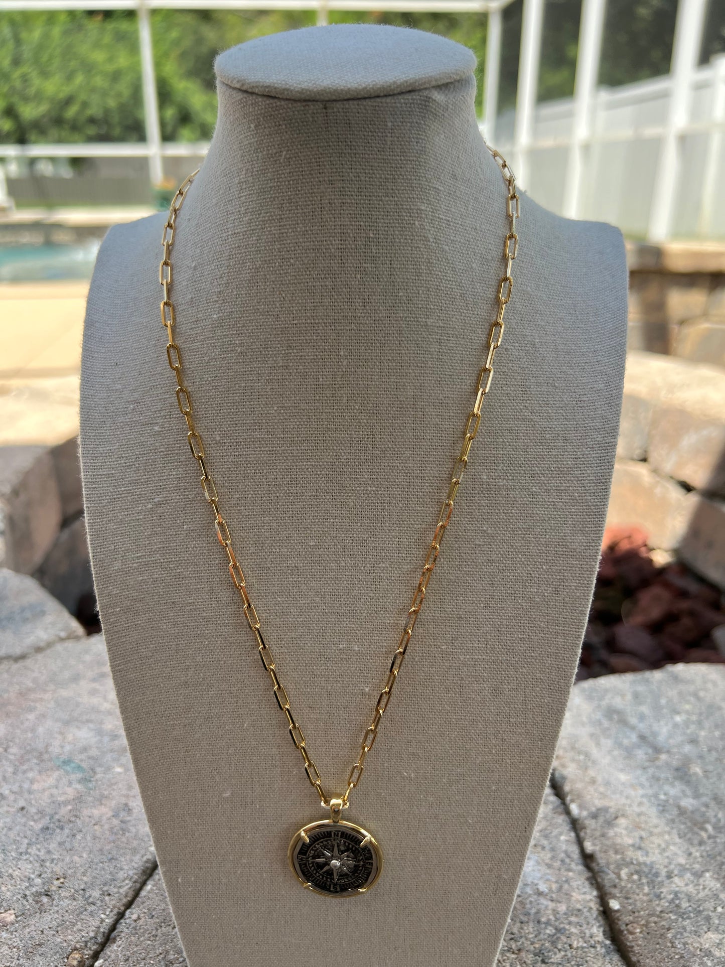 Compass Coin Necklace