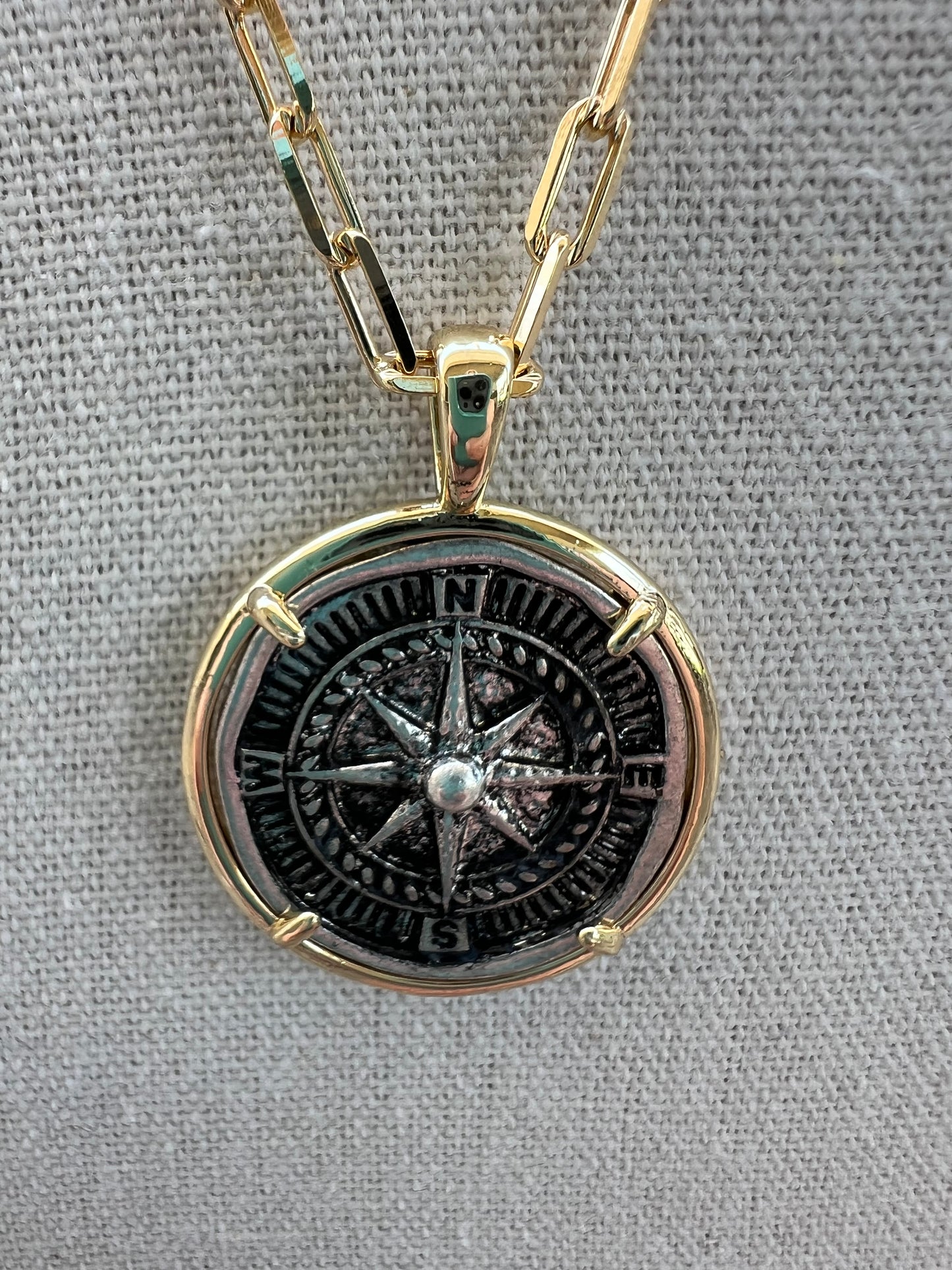 Compass Coin Necklace