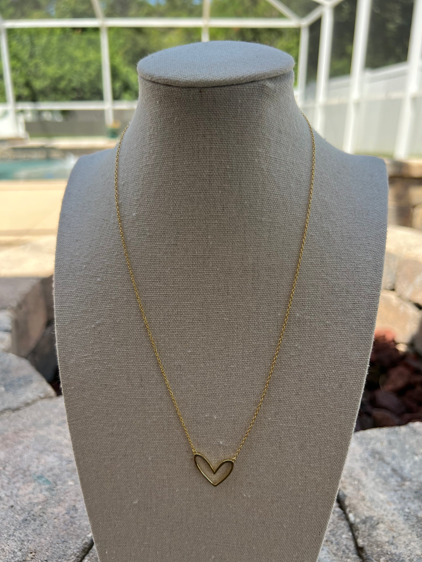 Abigail Open Heart Necklace-Gold