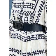 Stretch Gun Metal Buckle Belt - Navy
