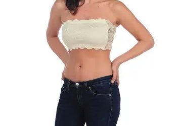 Lace Overlay Bandeau-Cream