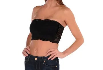 Lace Overlay Bandeau-Black