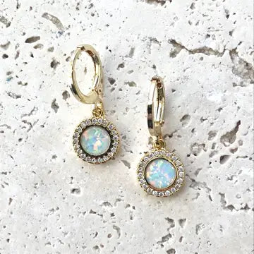 Genuine White Opal Earrings