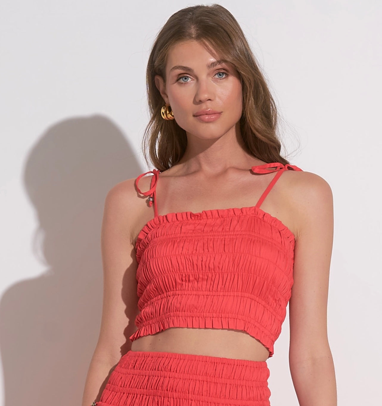 Spaghetti Strap Top-Red Coral