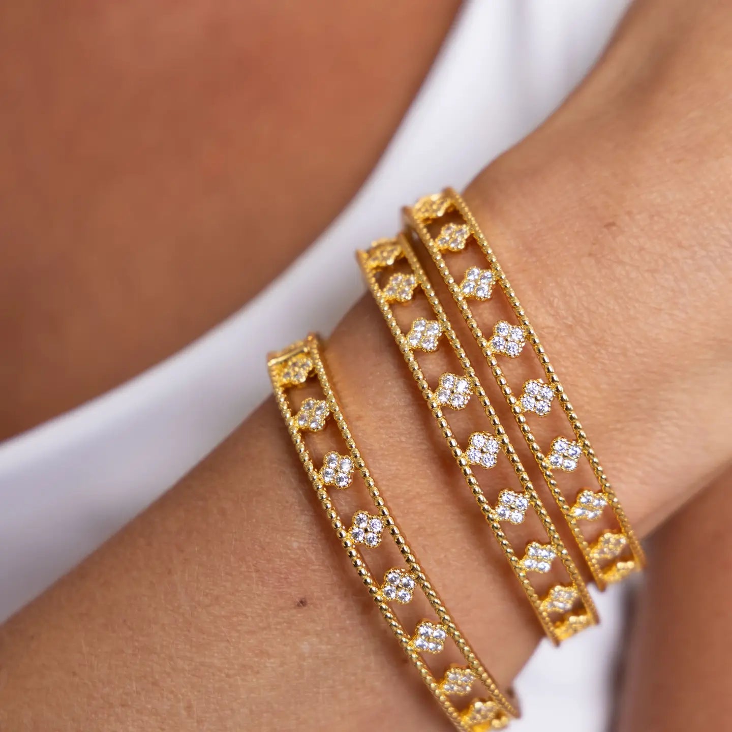 Cz Clover Bangle