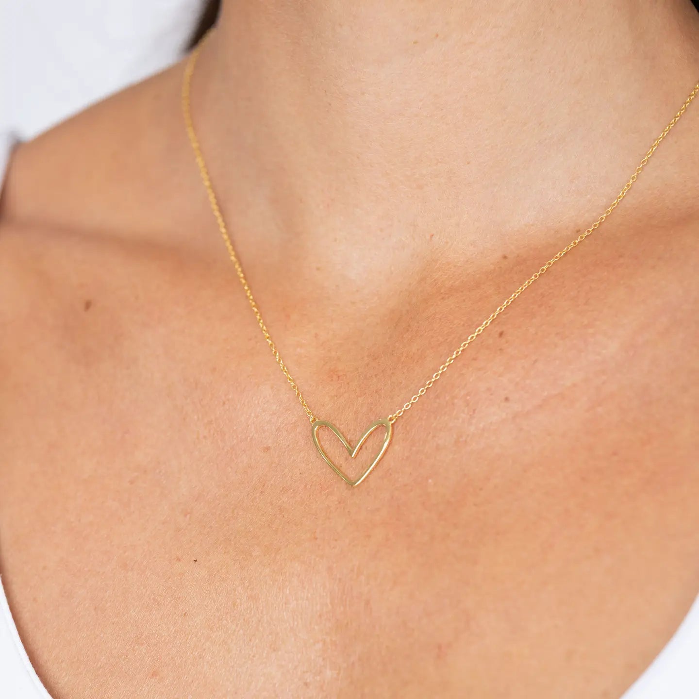 Open Heart Necklace-Gold