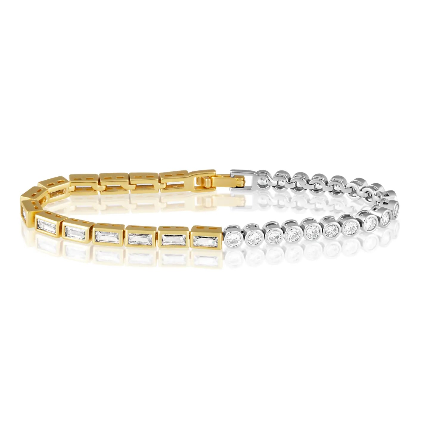 Two-Tone Bezel Tennis Bracelet