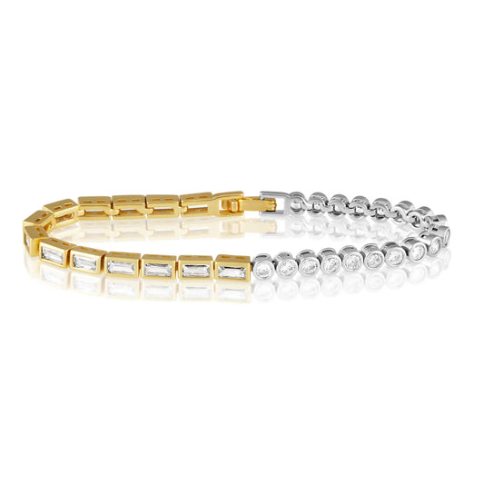 Two-Tone Bezel Tennis Bracelet