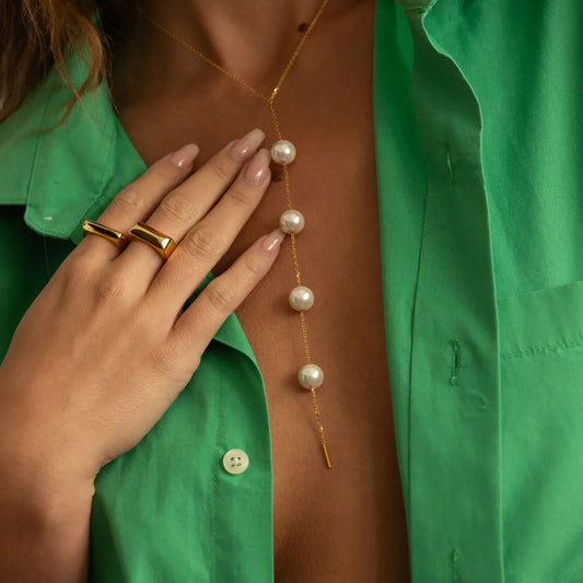 Cindy Pearl Lariat-Gold