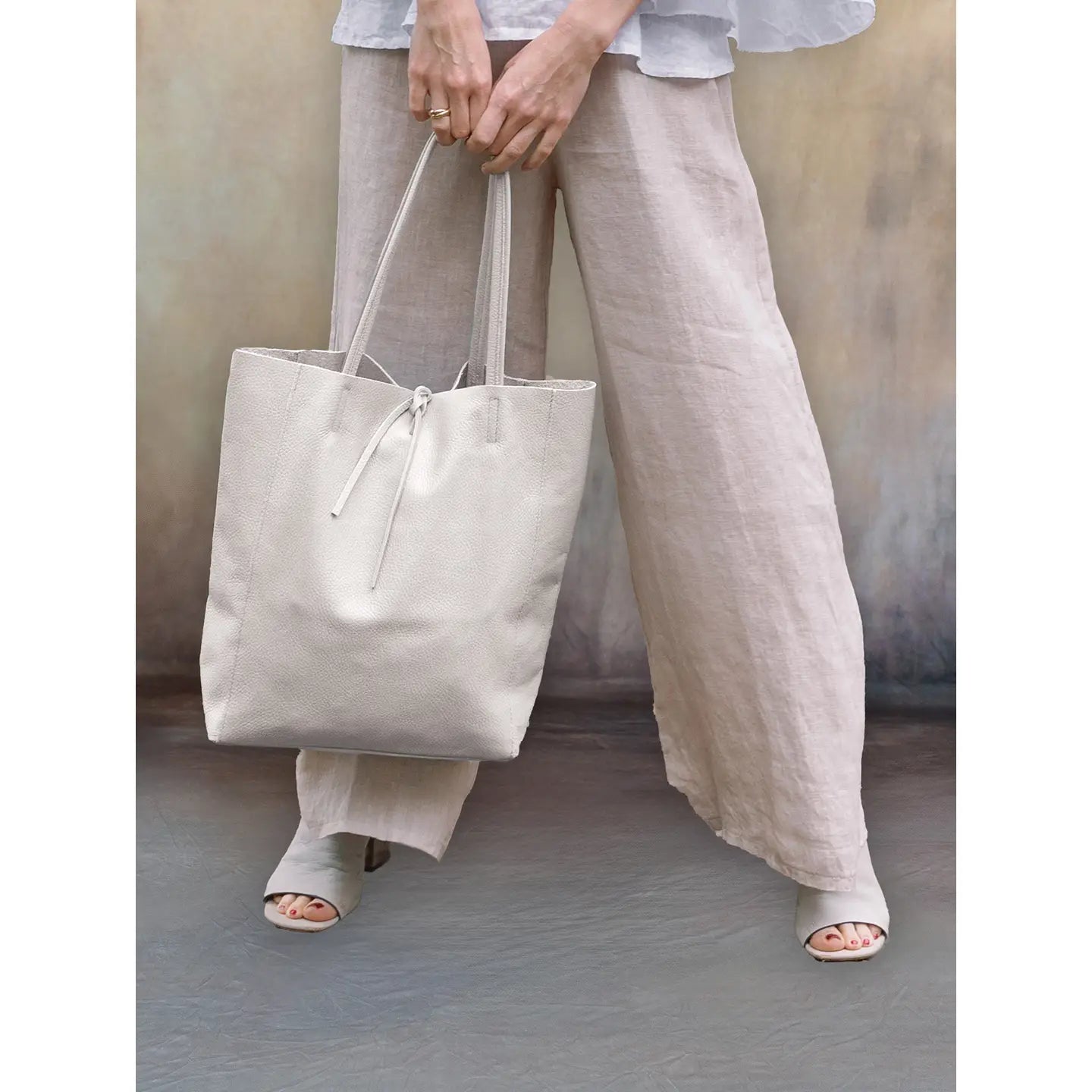 Italian Leather Tote-Bone