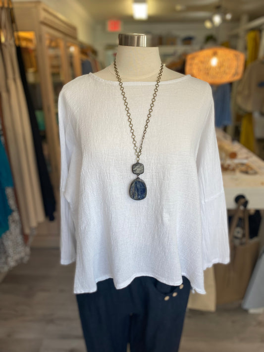 Long Sleeve Raglan Top - White