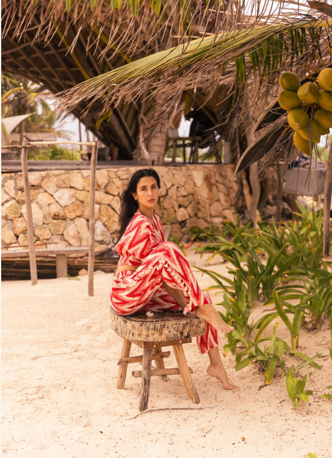 Cotton Sun Pants-Red